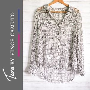 Two by Vince Camuto Hearts Sheer Blouse